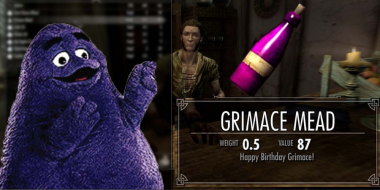 Skyrim Welcomes the Unanticipated Arrival of the Grimace Shake